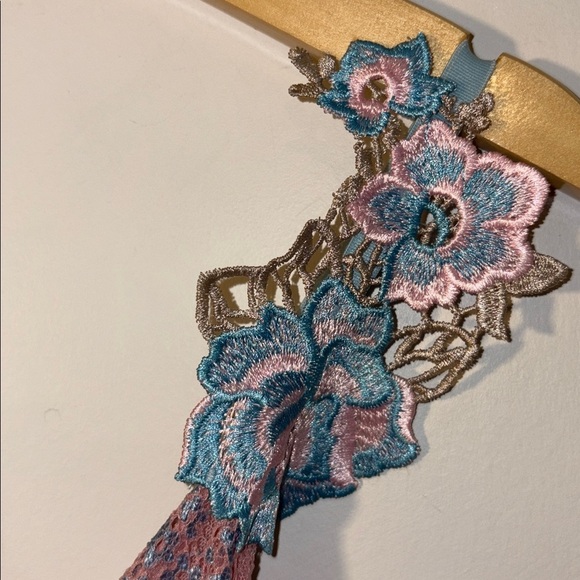 Y2K Pink & Lavender Lace /Floral Appliqué Chemise Lingerie Nightgown Size Large - Picture 10 of 17